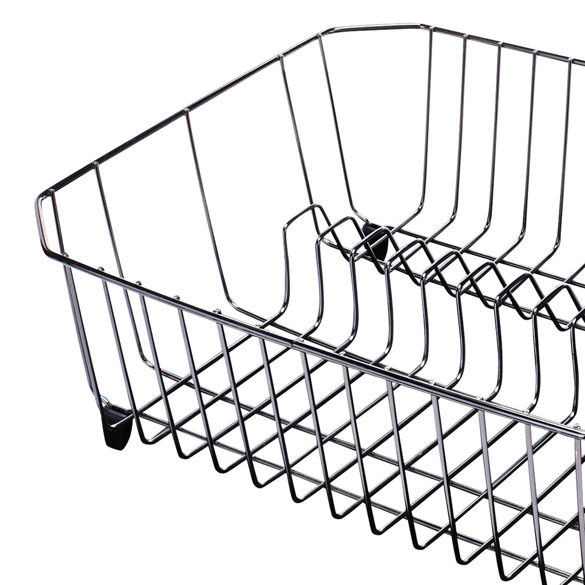 Rubbermaid Home Kitchen Gadget Twin Sink 11 Slot Dish Rack Drainer, Black Chrome - VMInnovations