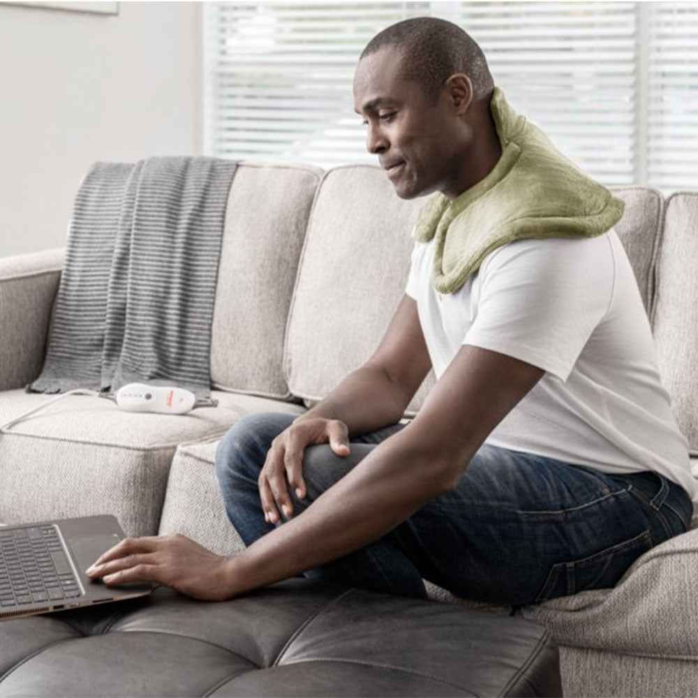 Sunbeam Renue Heated Therapy Wrap for Neck and Shoulder Pain Relief, Sage Green - VMInnovations