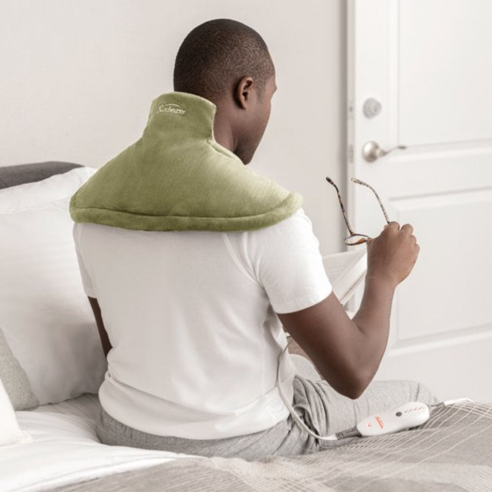 Sunbeam Renue Heated Therapy Wrap for Neck and Shoulder Pain Relief, Sage Green - VMInnovations