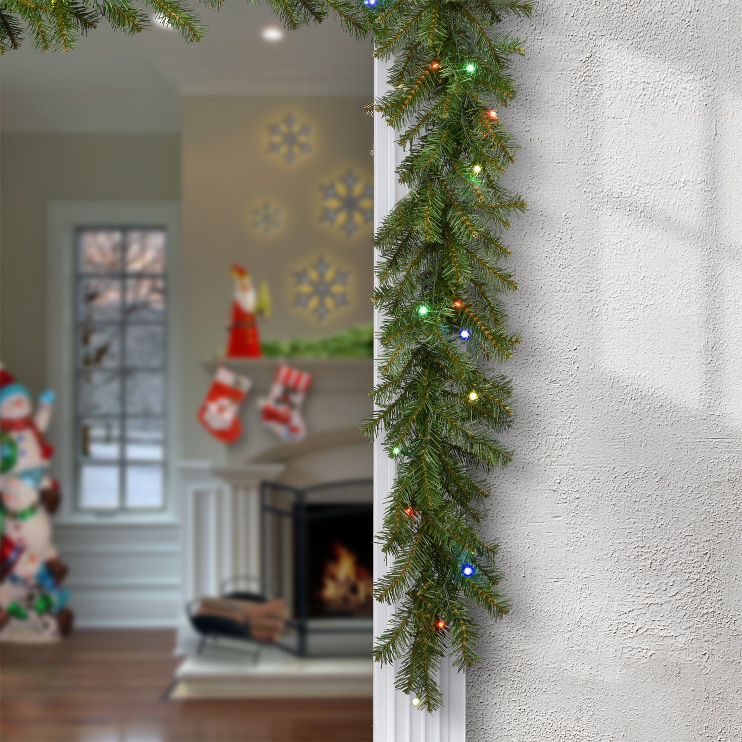 National Tree Company Norwood Fir 9ft Prelit Garland Color LED Lights(Open Box) - VMInnovations