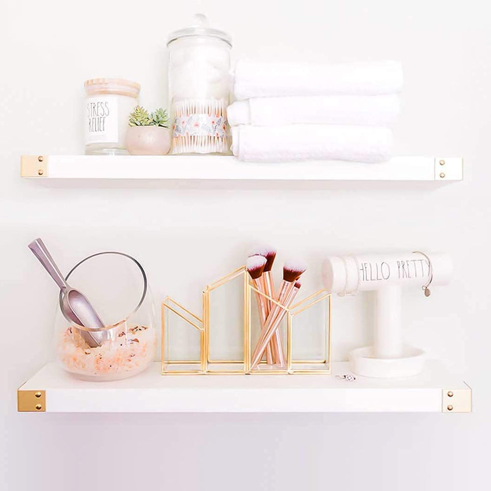 Willow & Grace Noelle 24 Inch Floating Wood Wall Mount Shelves, White, Set of 2