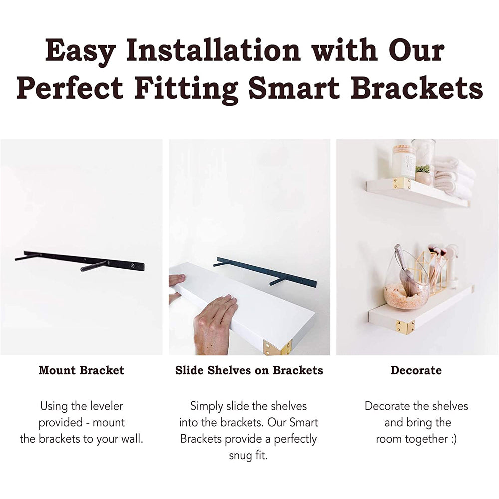 Willow & Grace Noelle 36" Wood Wall Mount Shelves, White, Set of 2 (Open Box) - VMInnovations