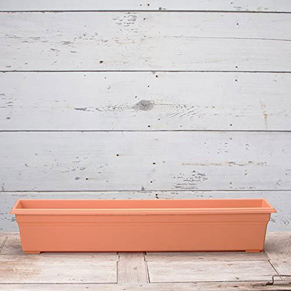 Novelty 36 Inch High Grade Plastic Countryside Flower Box, Matte Terracotta