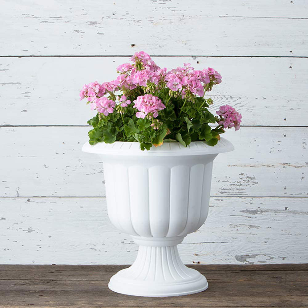 Novelty 19 Inch Outdoor Classic Urn Planter for Small Shrubs or Flowers, White - VMInnovations