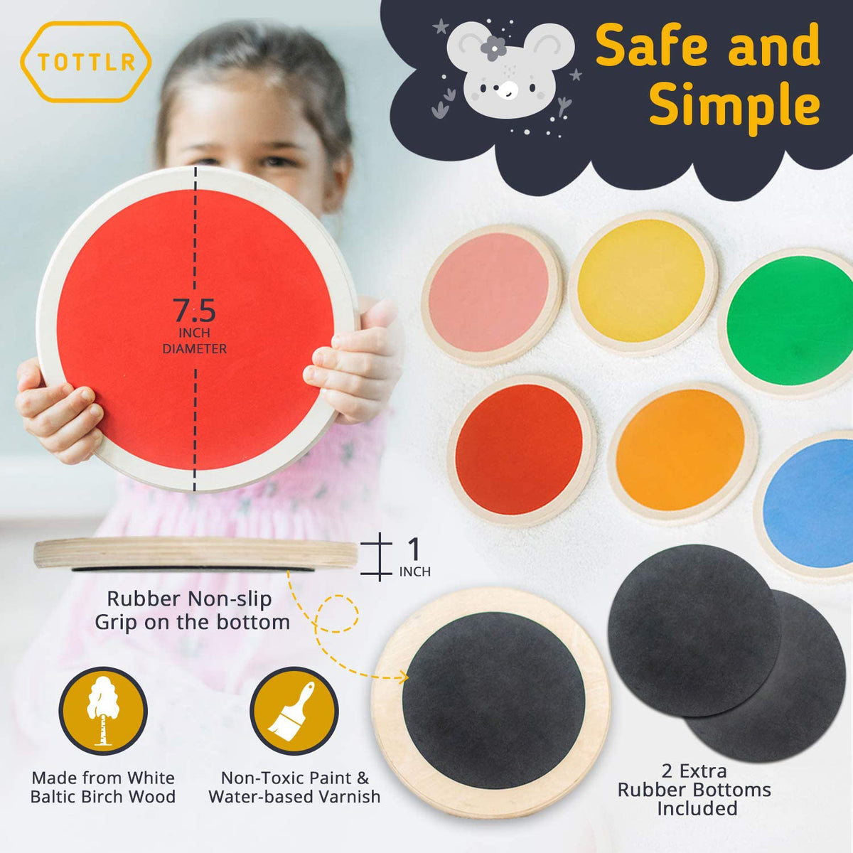 Tottlr All Wooden Toddler Exercise Development Activity Stepping Stone Play Set - VMInnovations