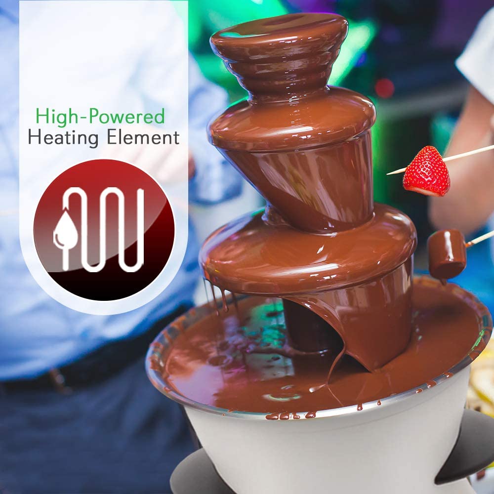 NutriChef 16oz 3 Tier Electric Fondue Maker Fountain Chocolate Melter (4 Pack) - VMInnovations