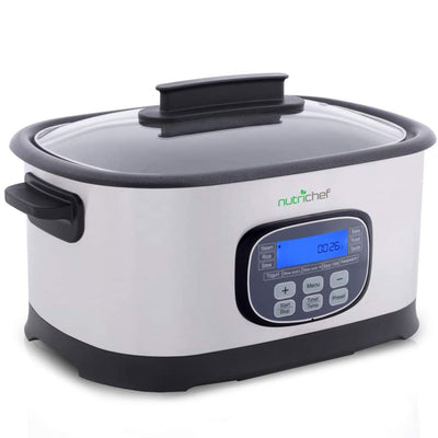 NutriChef 11 in 1 Electric Oval Sous Vide Slow Cooker, Stainless Steel (4 Pack)