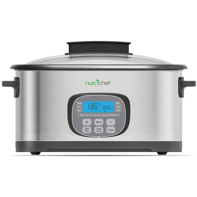 NutriChef 11 in 1 Electric Oval Sous Vide Slow Cooker, Stainless Steel (4 Pack)