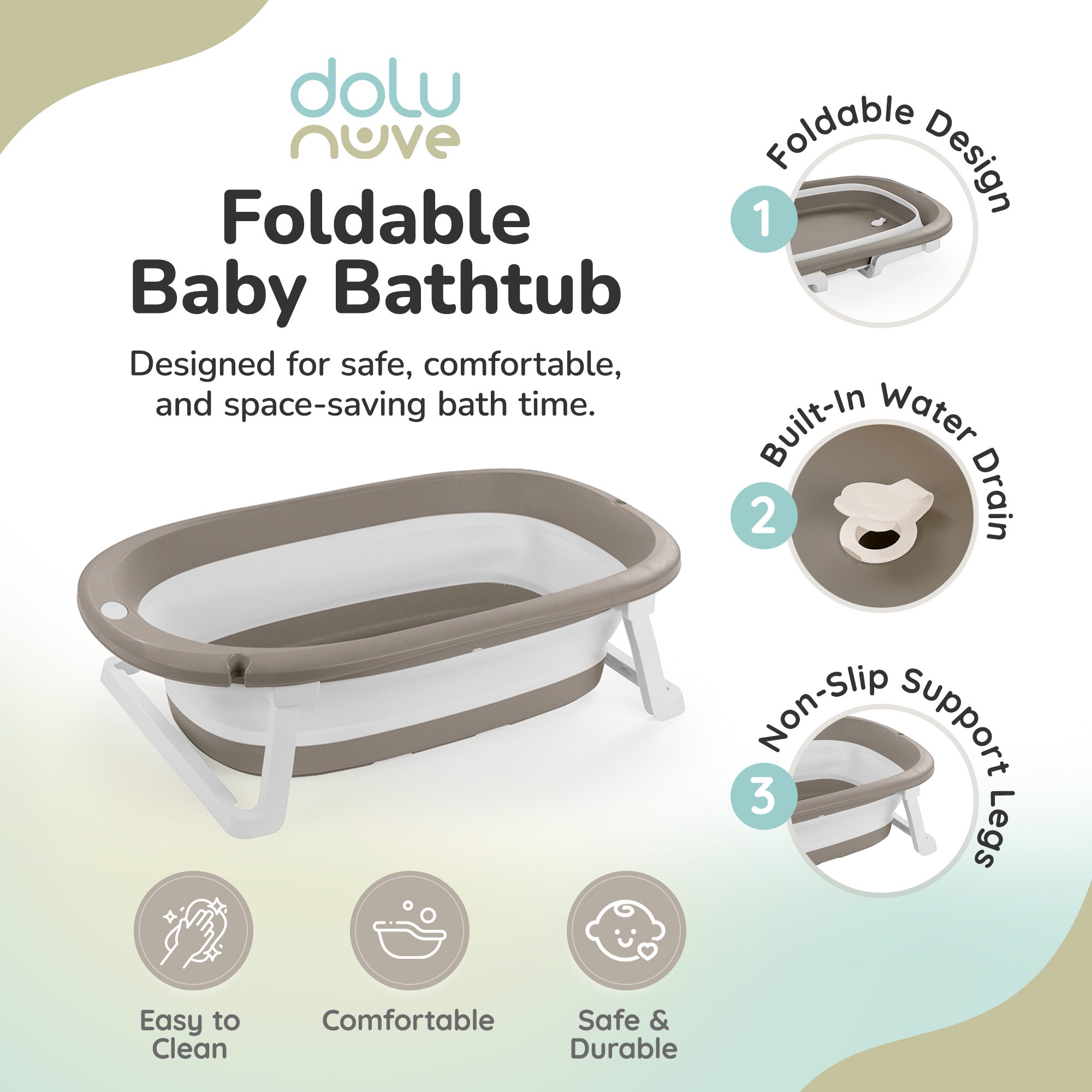 Dolu Nuve Foldable Baby Bathtub Collapsible Infant Bath Tub Newborns(Open Box) - VMInnovations
