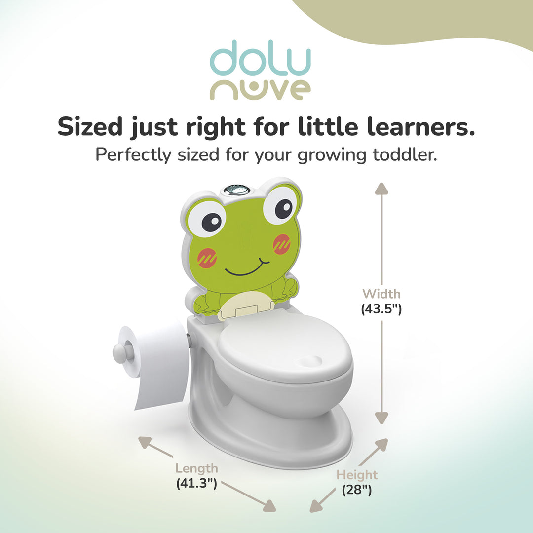 Dolu Nuve Frog Baby Toddler Potty Chair Light Sound Toilet Paper Holder, White - VMInnovations