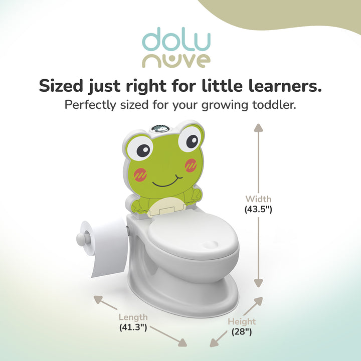 Dolu Nuve Frog Baby Toddler Potty Chair Light Sound Toilet Paper Holder, White - VMInnovations