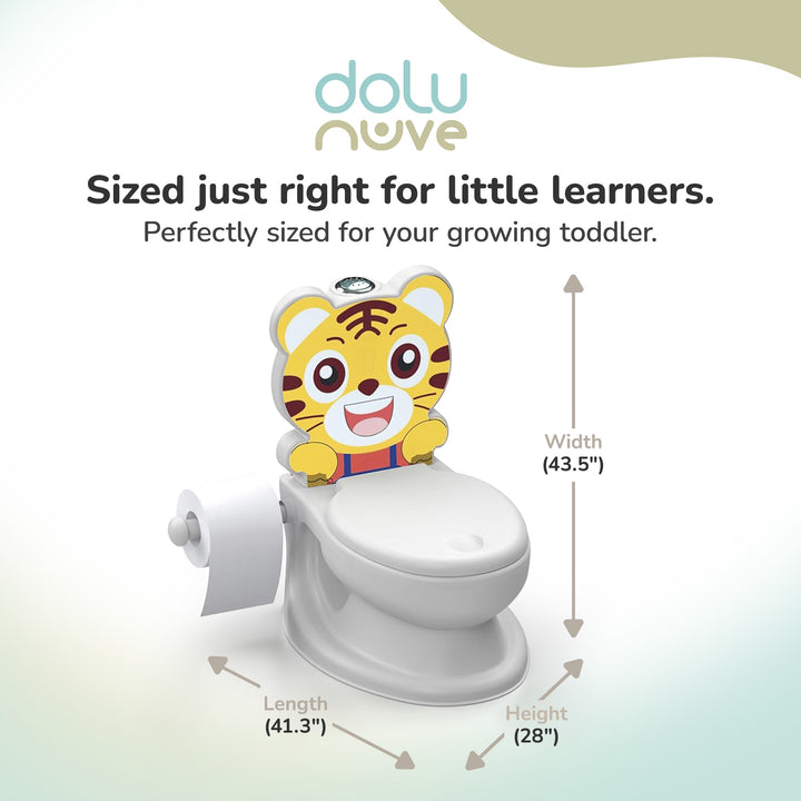 Dolu Nuve Tiger Baby Toddler Potty Chair Light Sound Toilet Paper Holder, White - VMInnovations