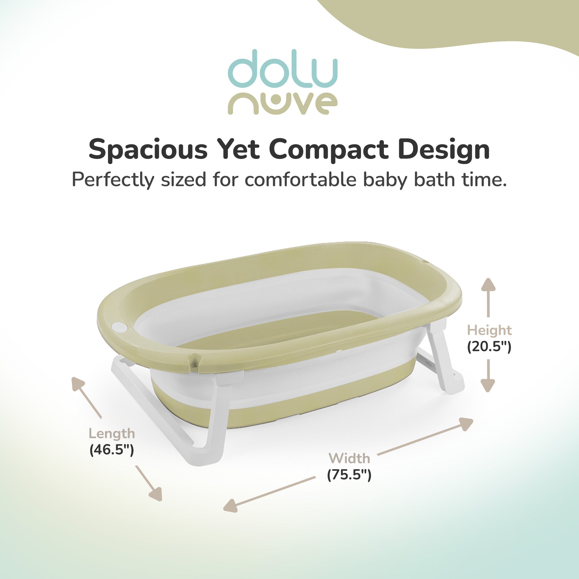 Dolu Nuve Foldable Baby Bathtub Collapsible Infant Bath Tub for Newborns, Green