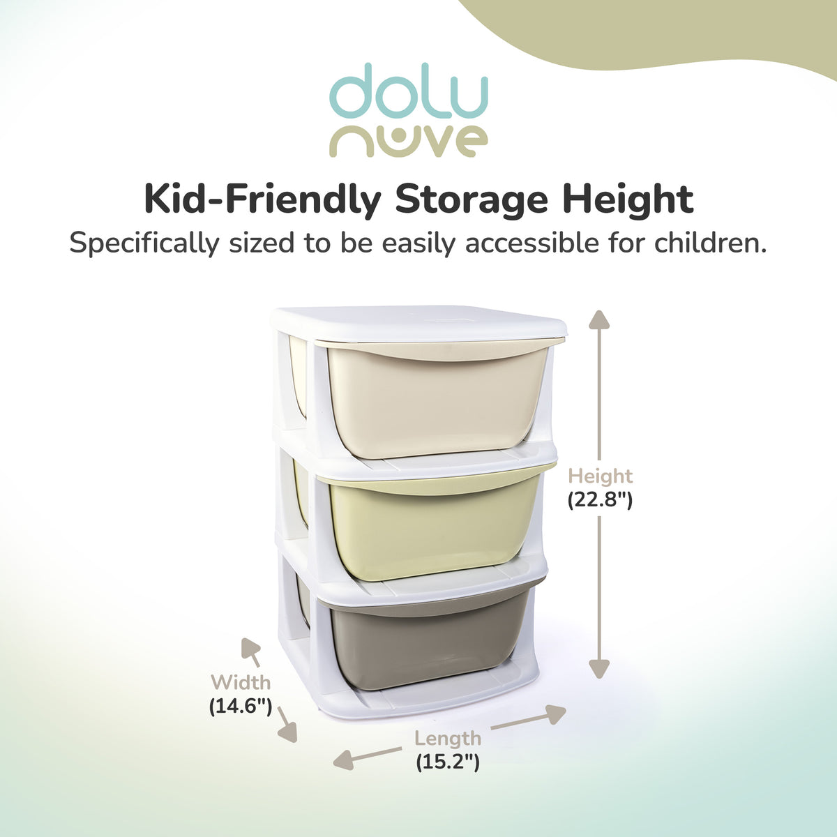 Dolu Nuve Kids 3-Tier Storage Unit w/Drawers Plastic Organizer for Toys(Open Box