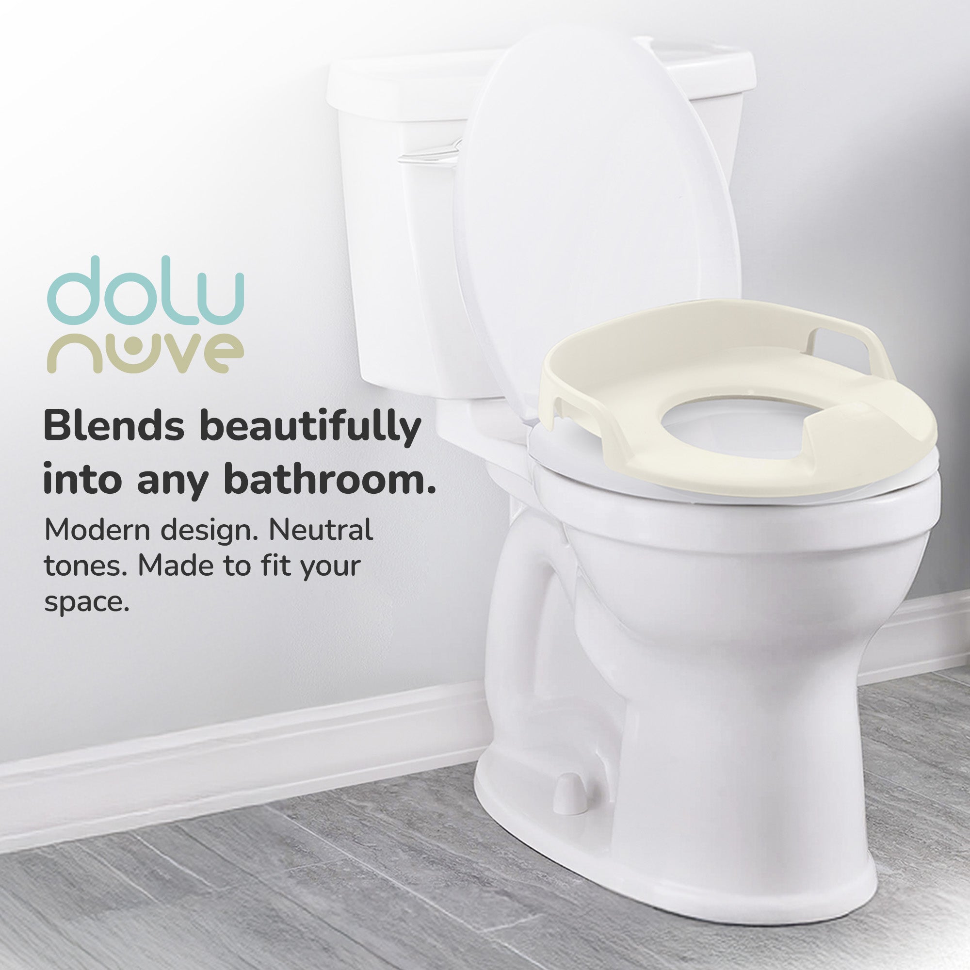 Dolu Nuve 3-in-1 Potty, Toilet Adapter, and Step Stool, Ergonomic Design, Beige (Open Box)