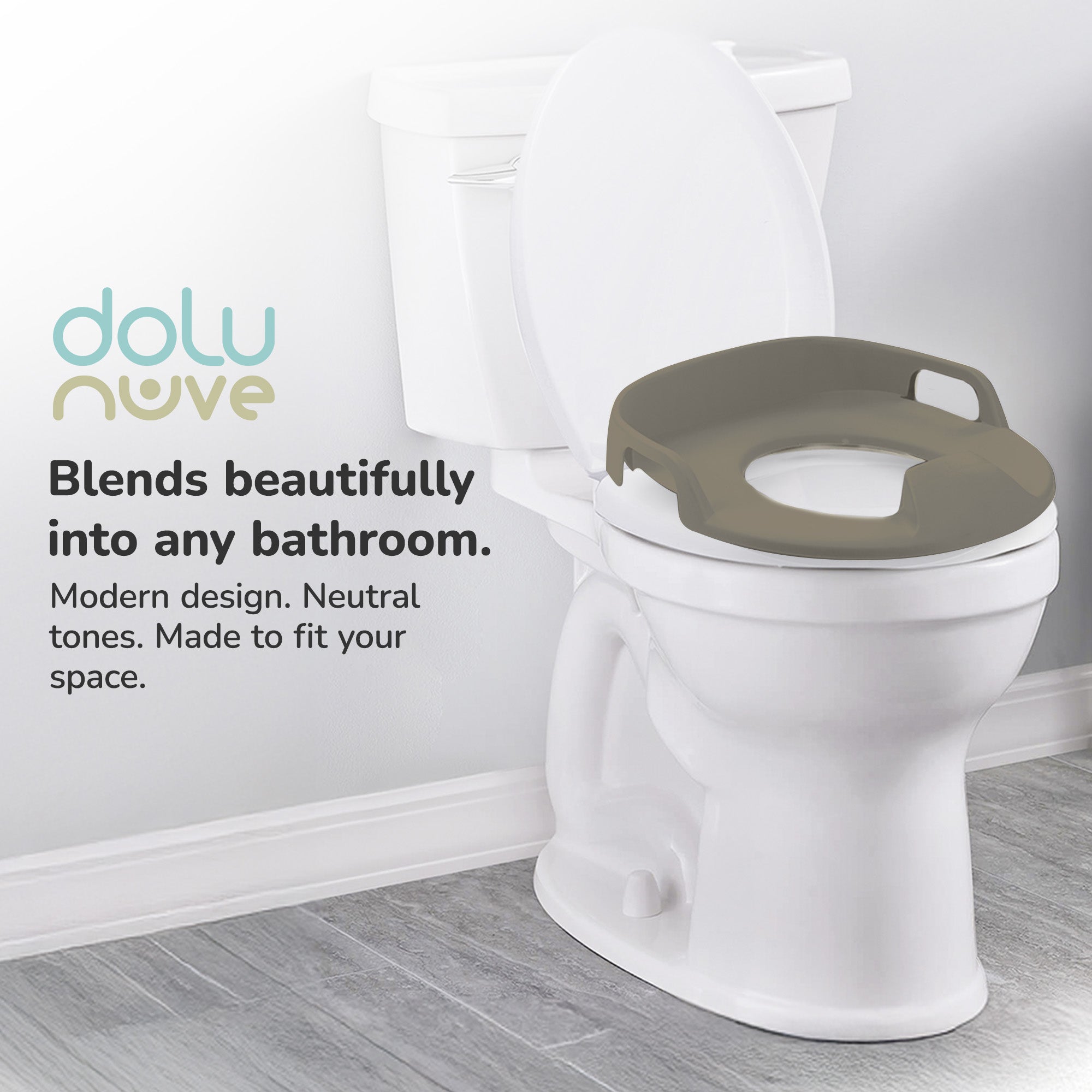 Dolu Nuve 3-in-1 Potty, Toilet Adapter, and Step Stool, Ergonomic Design, Grey - VMInnovations