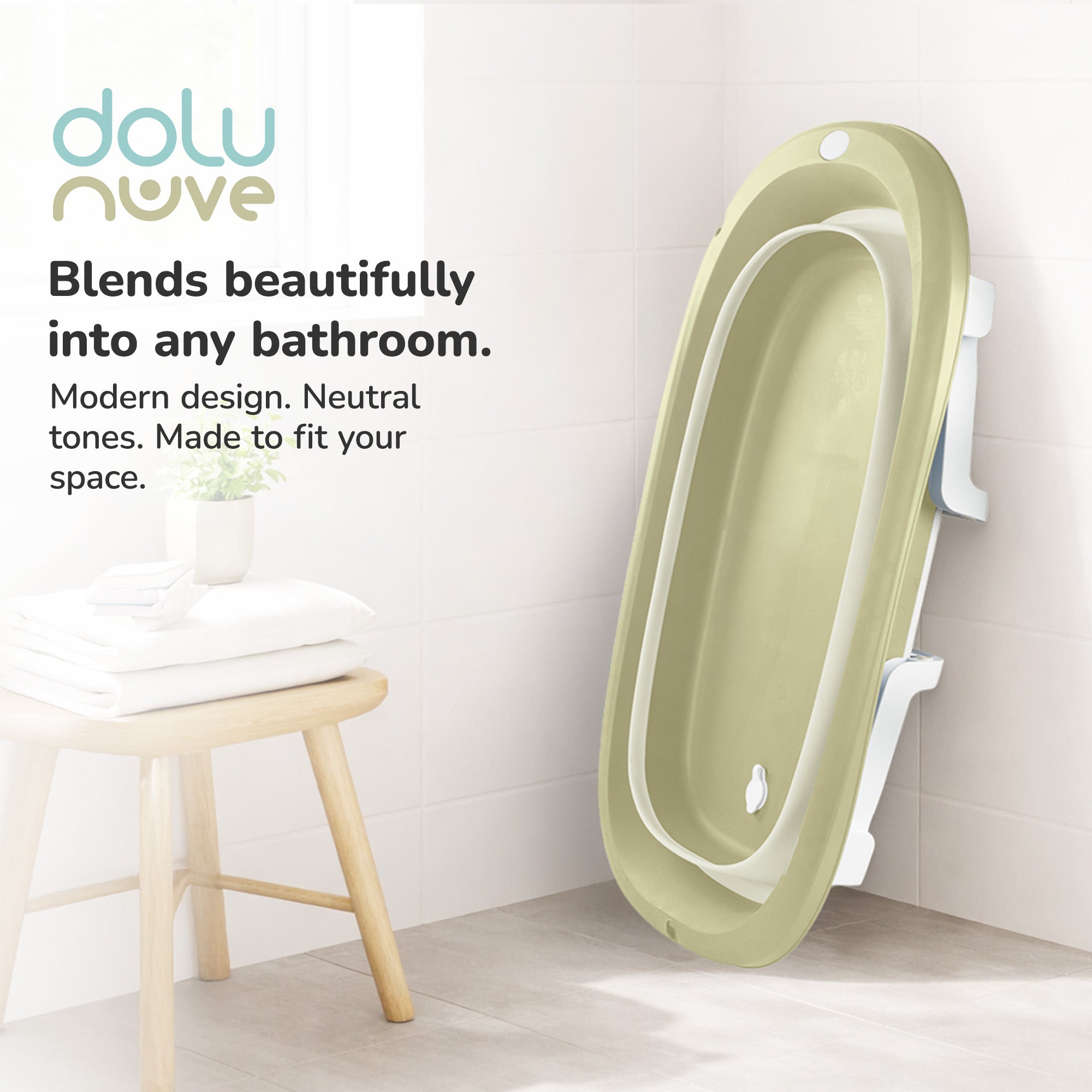 Dolu Nuve Foldable Baby Bathtub Collapsible Infant Bath Tub for Newborns, Green