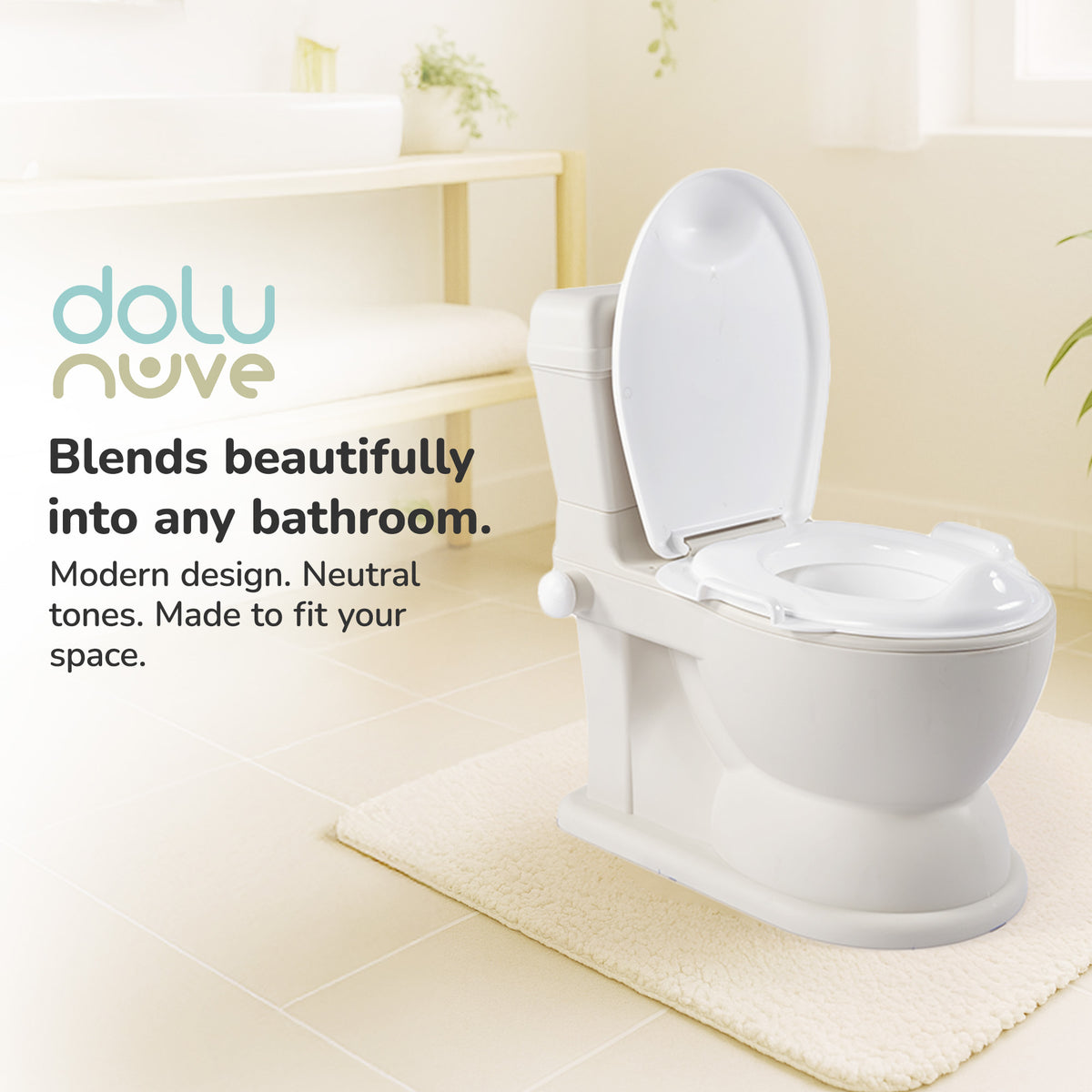 Dolu Nuve Educational XL Potty, Flip-Top Lid for Children, Beige (Open Box) - VMInnovations