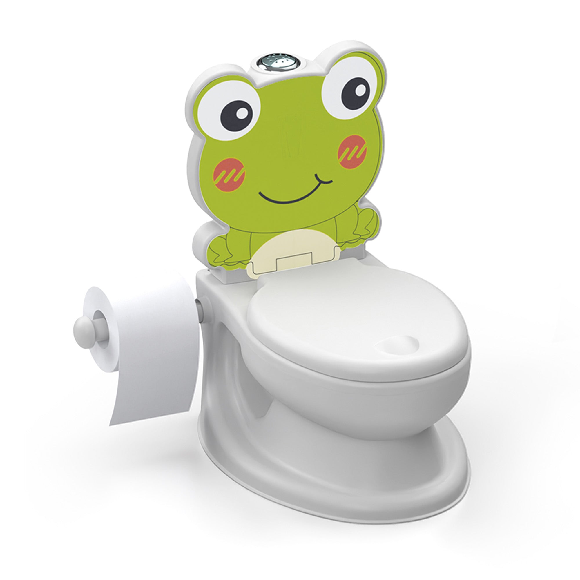Dolu Nuve Frog Baby Toddler Potty Chair Light Sound Toilet Paper Holder, White - VMInnovations