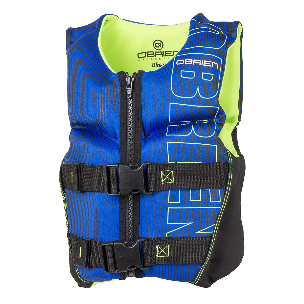 O'Brien Youth Flex VBack Stretch Life Vest w/ Zipper & 2 Adjustable Belts, Blue