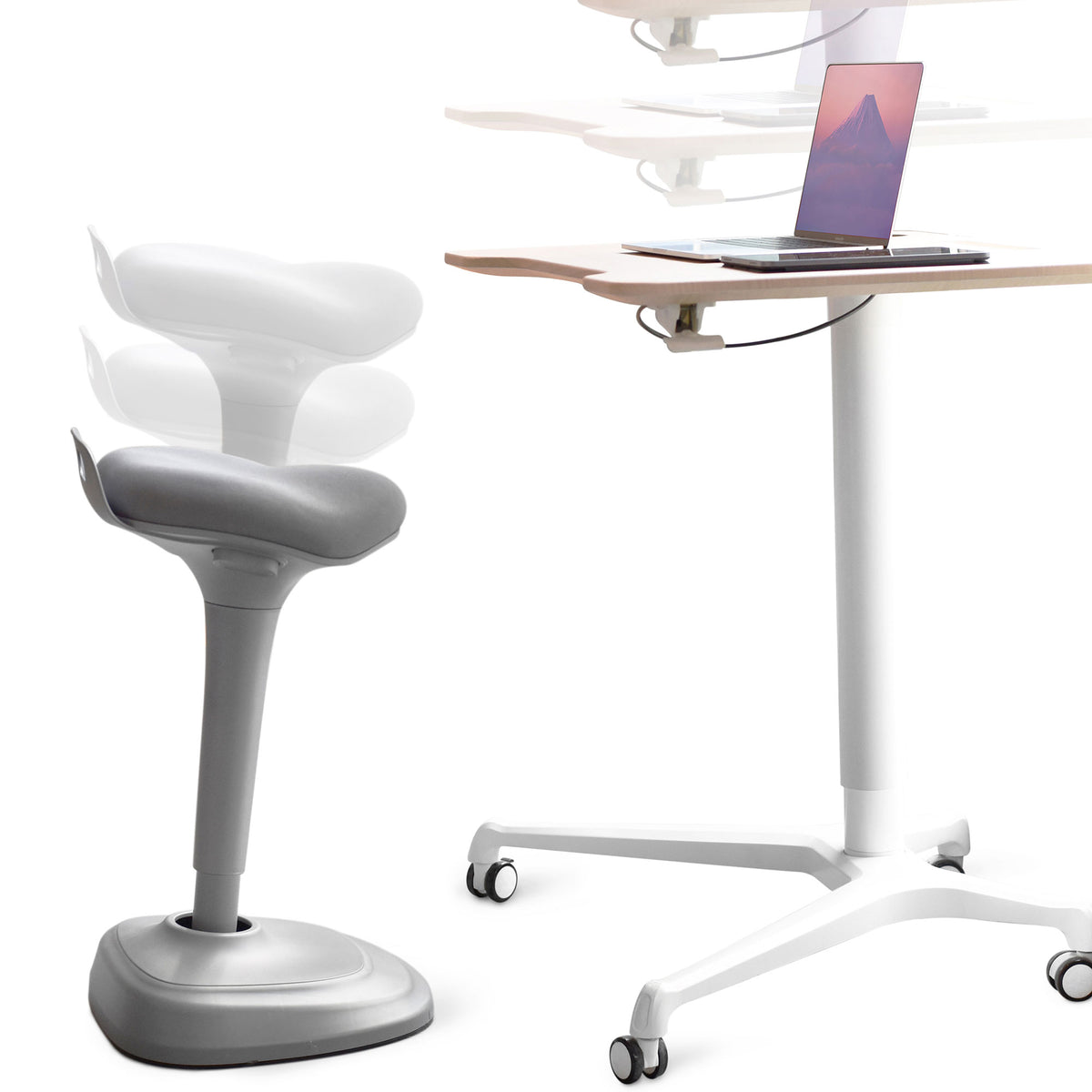 Living Essentials Forte Office Adjustable 360 Swivel Wobble Stool, Gray (Used)