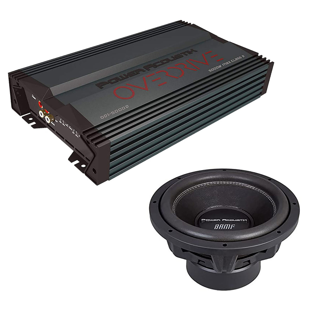 Power Acoustik 5000 Max Class D Monoblock Amplifier and Bumper-122 Subwoofer