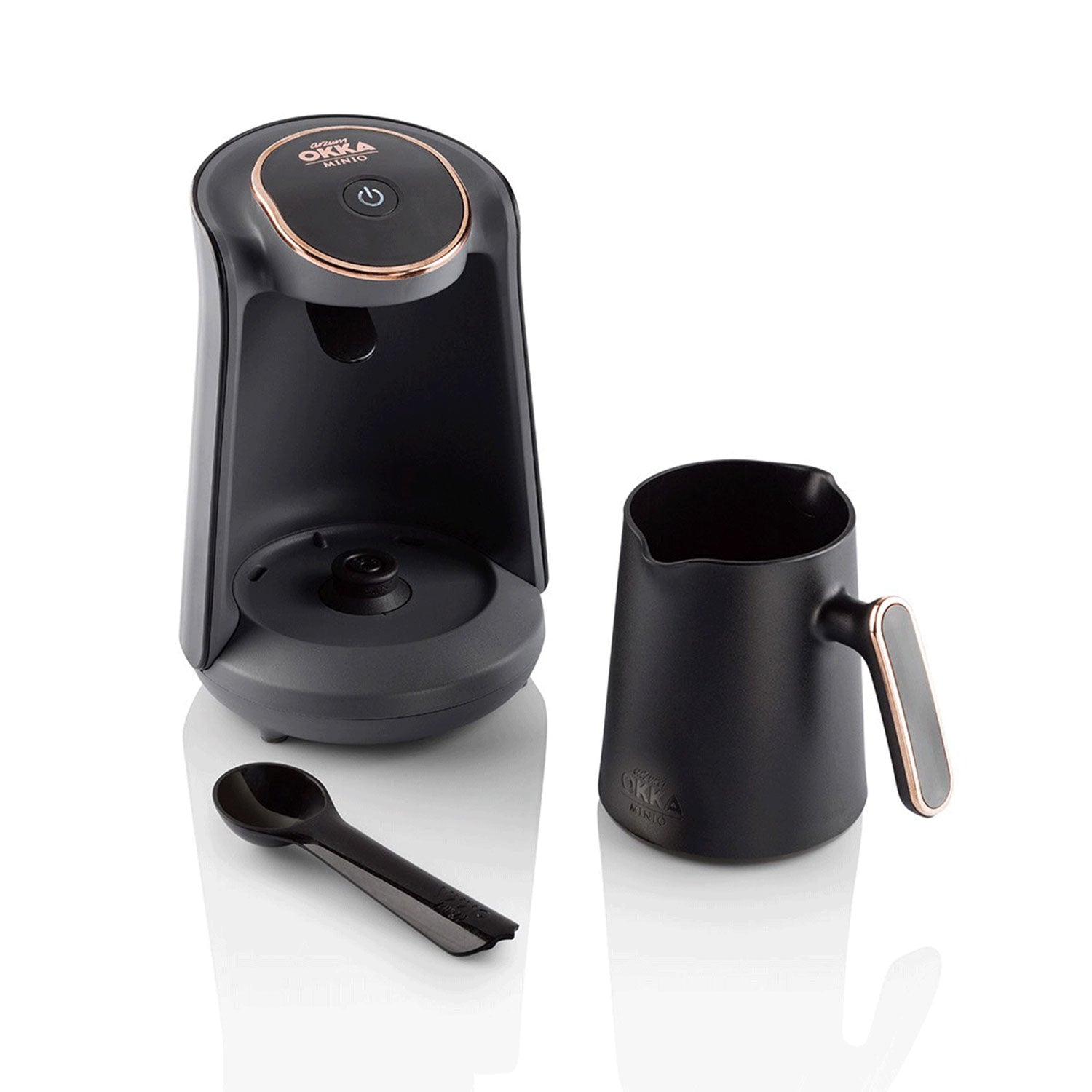Azrum Okka Minio Automatic Turkish Coffee Pot Maker Machine, Red and Silver