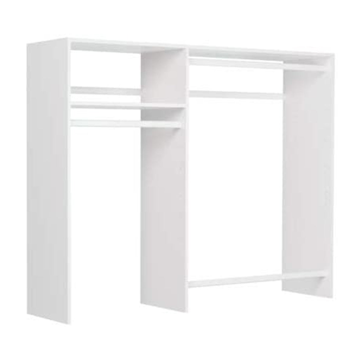 Easy Track Hanging Closet Kit Wardrobe Storage Clothing Rack, White (Open Box)