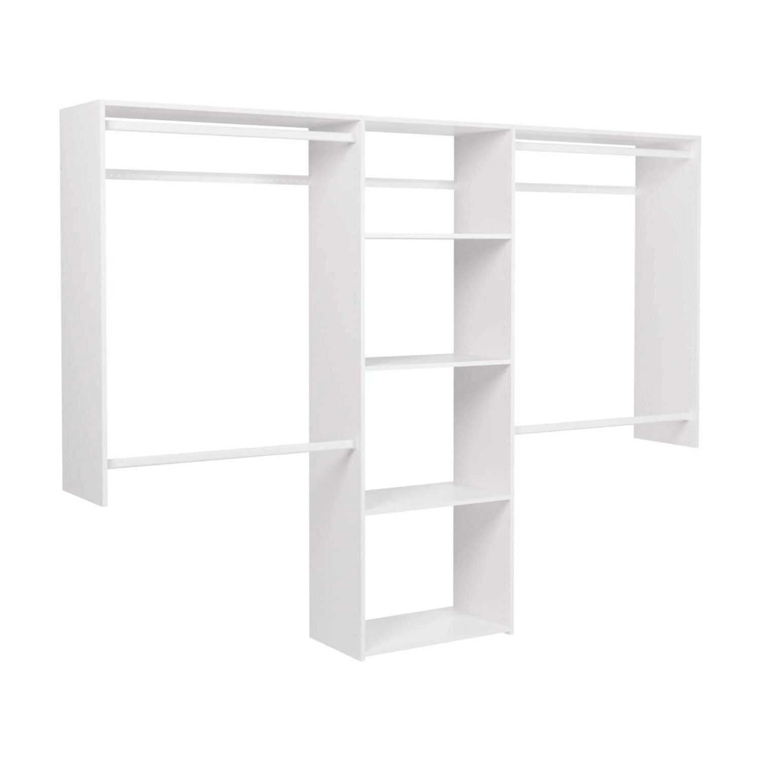 Easy Track Deluxe Starter Closet Storage Organizer System with Shelves, White