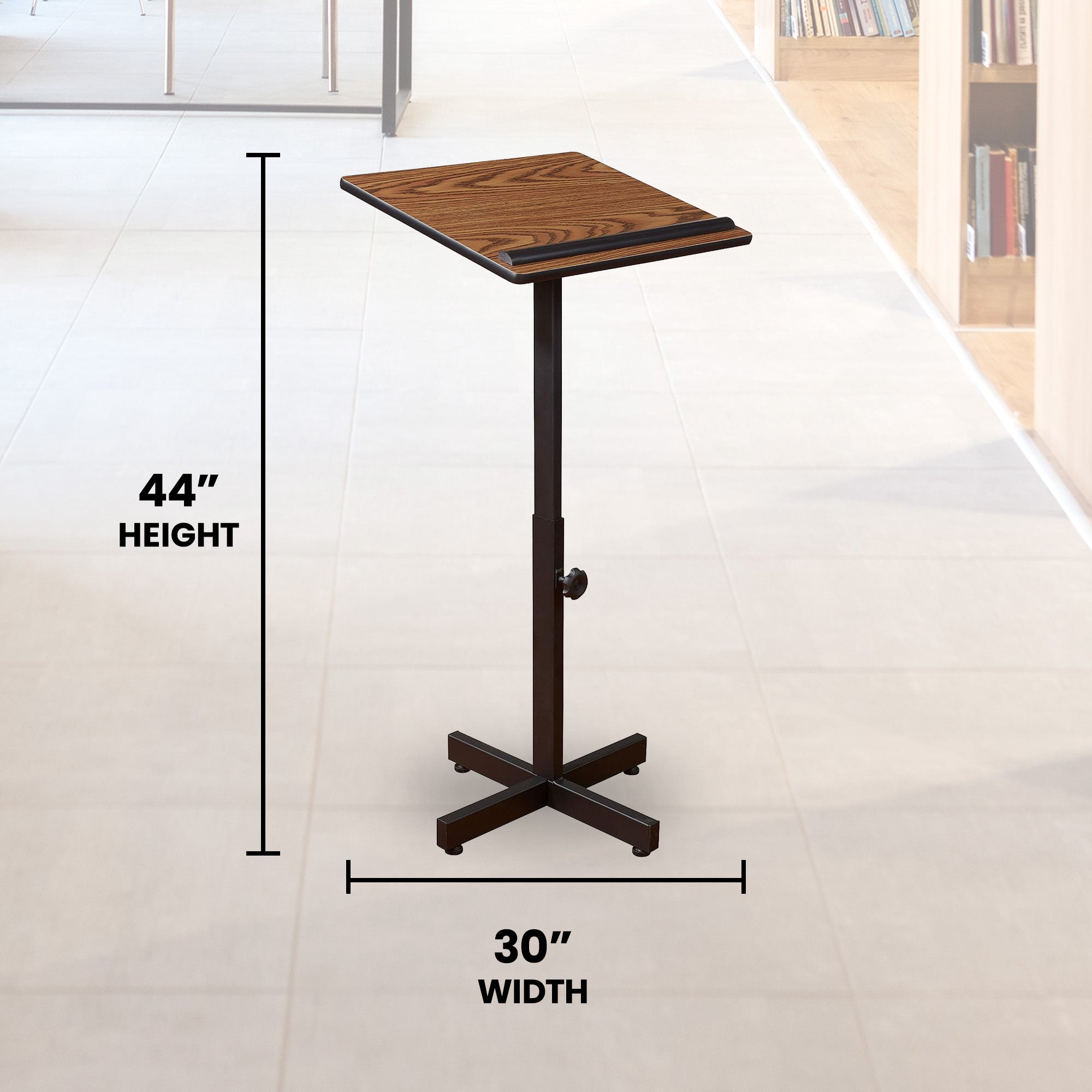 Oklahoma Sound Presentation Series Adjustable Lectern Stand, Medium Oak (Used) - VMInnovations