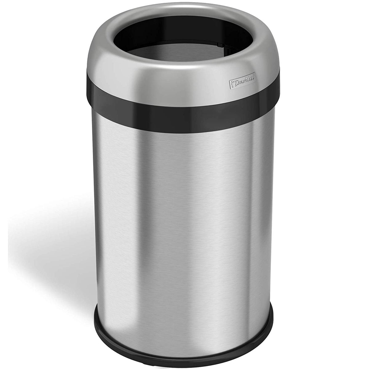iTouchless 13 Gallon Open Top Garbage Trash Can Bin, Stainless Steel (Open Box)