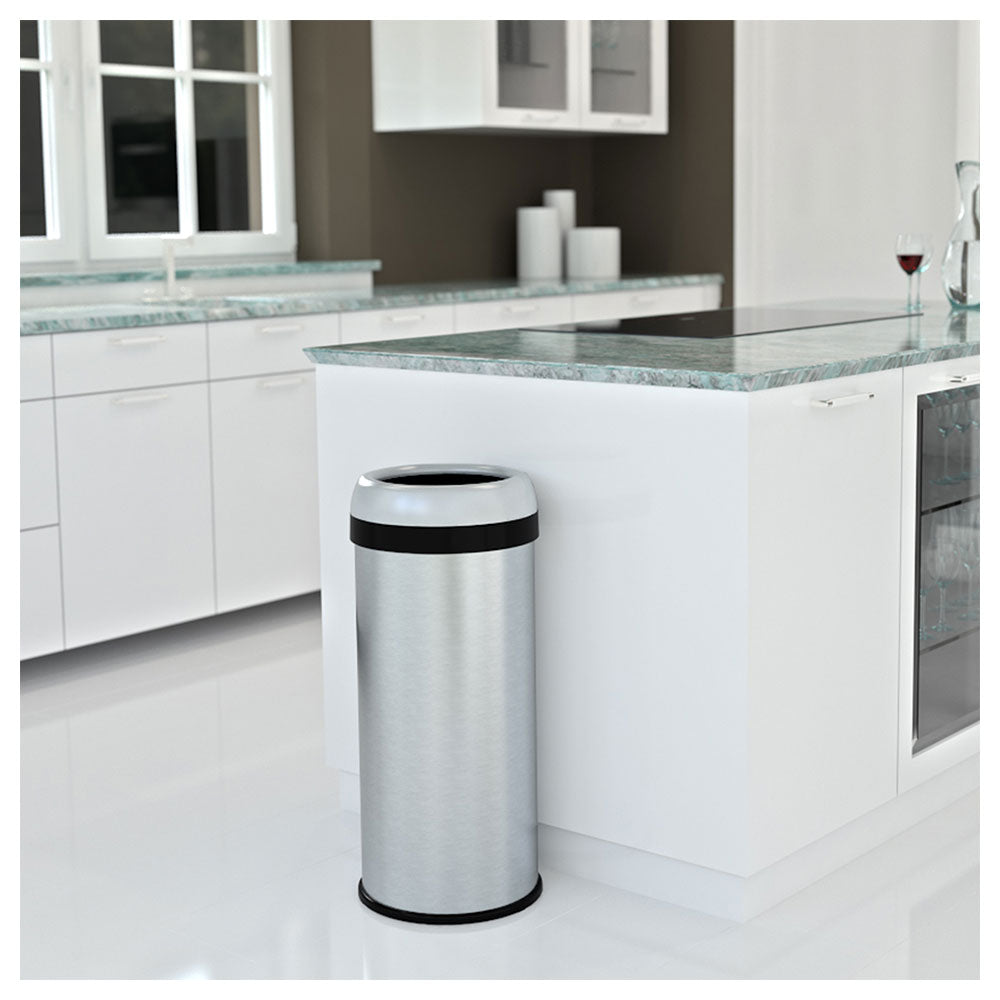 iTouchless 16 Gallon Deodorizer Open Top Trash Can, Stainless Steel (Damaged)
