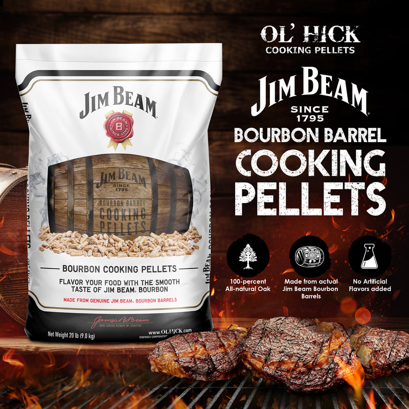 Jim Beam Bourbon Barrel Grilling and Smoker Oak Cooking Pellets, 20 Pound Bag