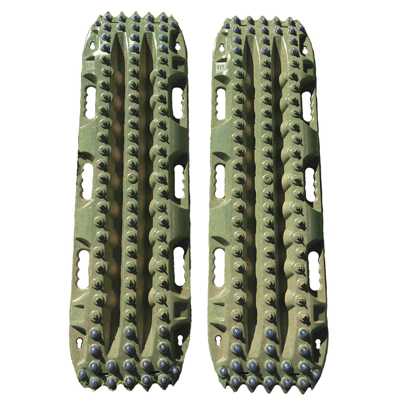 ActionTrax Traction Boards Overlanding Gear Rescue with Metal Teeth, Olive Drab