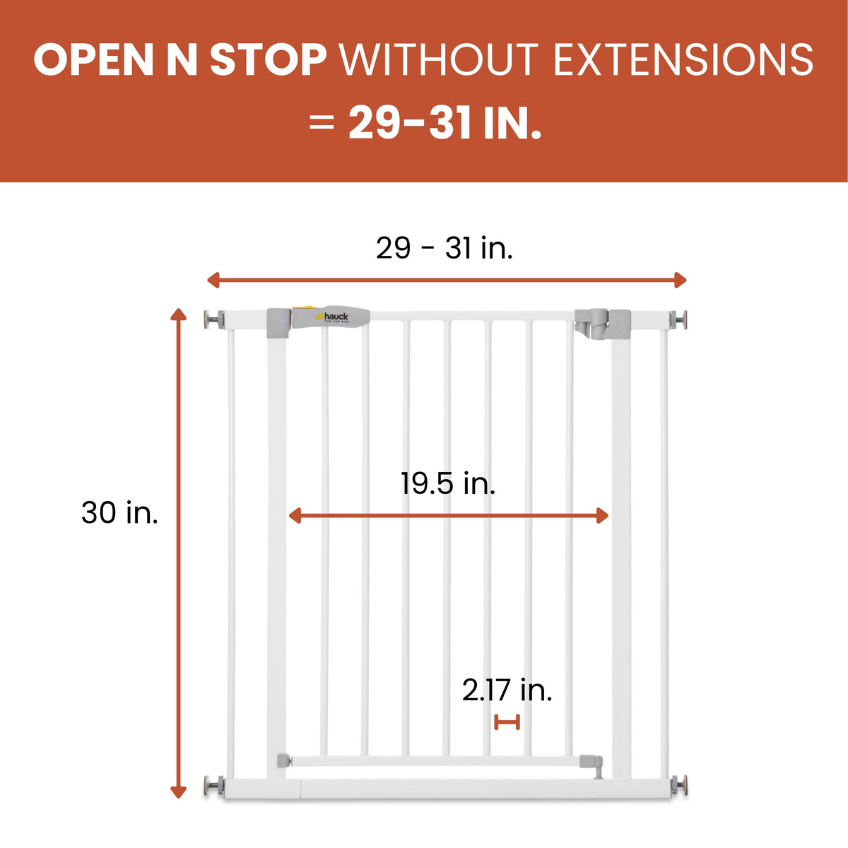 hauck Open N Stop Pressure Fit Safety Gate for Openings 29-31", White (Open Box)