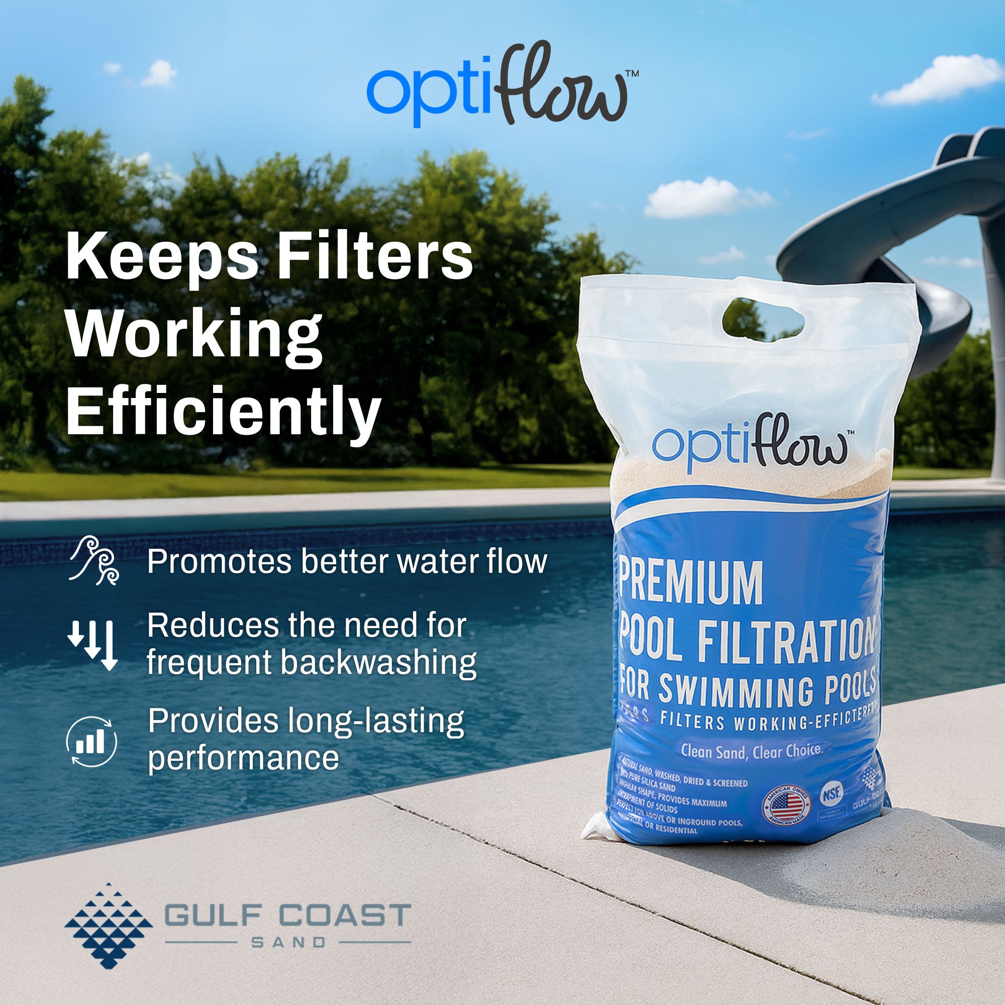 OptiFlow 50 Lb Pool Filtration Angular Sand with Pure Silica Formula, 56 Pack