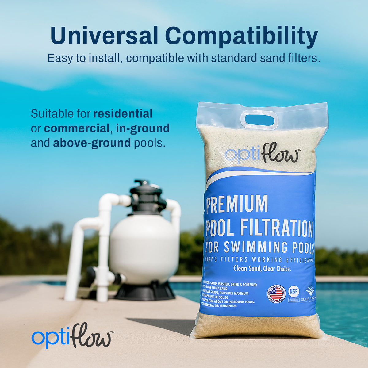 OptiFlow 50Lb Premium Pool Filtration Angular Sand w/Pure Silica Formula, 2 Pack