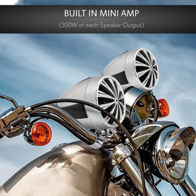 Lanzar 700W Waterproof 3" Motorcycle ATV Amp Speaker Sound System, Pair (4 Pack)