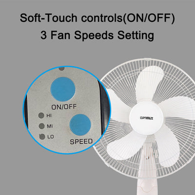 Optimus F-1760 16 inch Oscillating Stand Fan with 3 Speeds and Remote Control