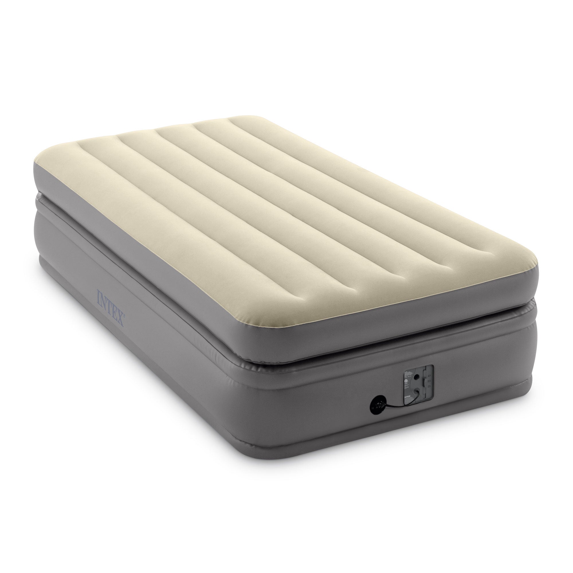Intex Dura Beam Plus Fiber-Tech Air Mattress with Built-In Pump, Twin (Open Box) - VMInnovations