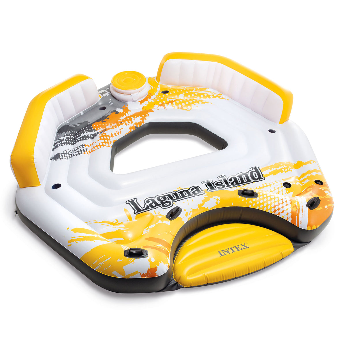 Intex 5 Person Inflatable Laguna Island Lounging Pool Float, Yellow (Open Box)