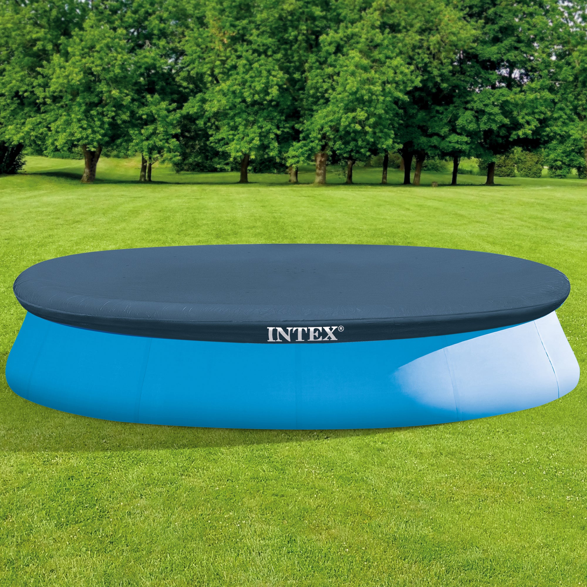 Intex 28022E 11.3 Foot Easy Set Swimming Pool Debris Cover Tarp, Blue (For Parts)