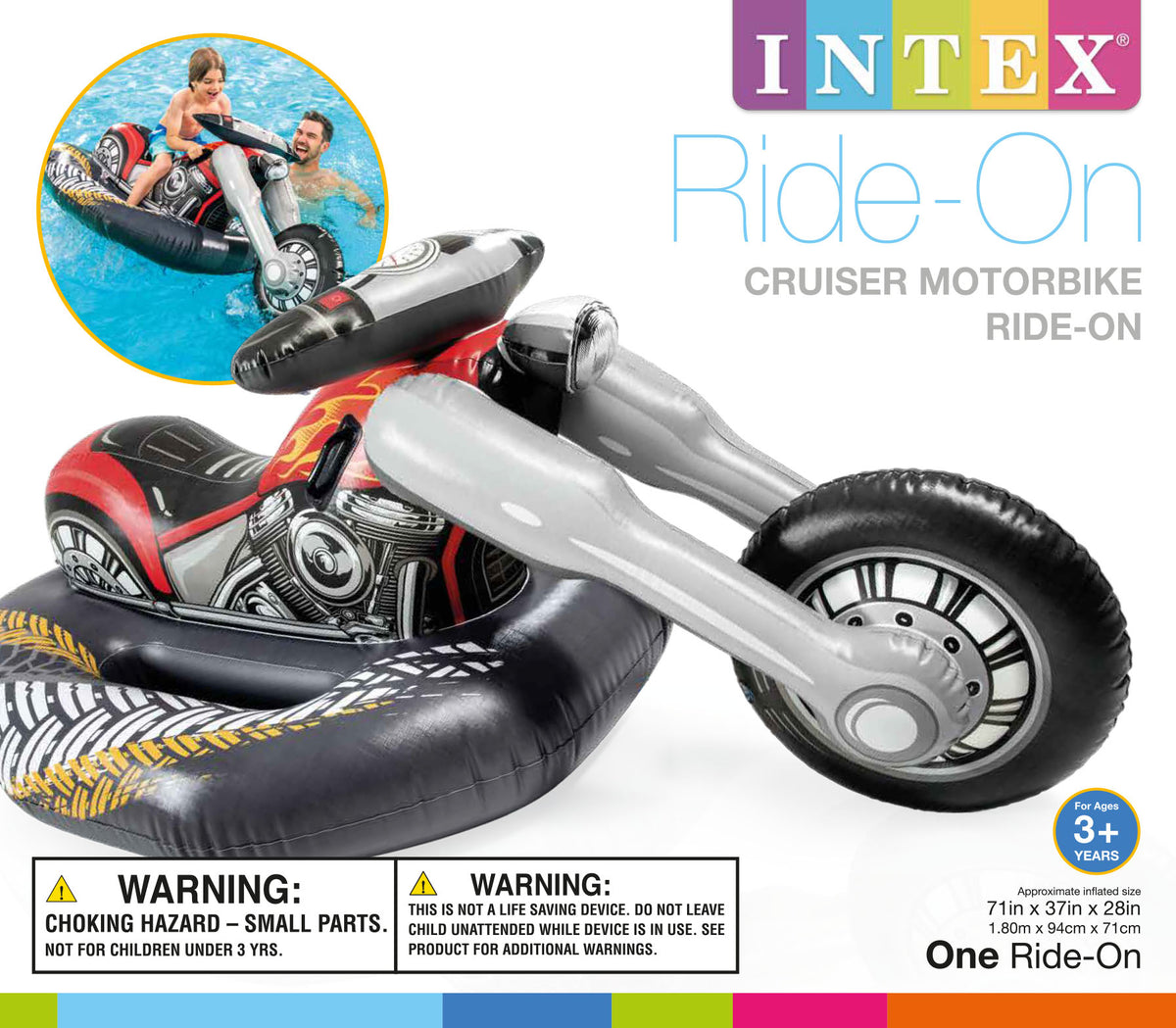 Intex 57534EP Cruiser Motorcycle Inflatable Ride-On Pool Float Toy for Ages 3+