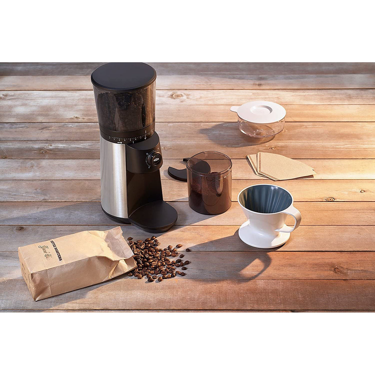OXO BREW Stainless Steel Conical Burr Coffee Grinder w/ Integrated Scale, Silver