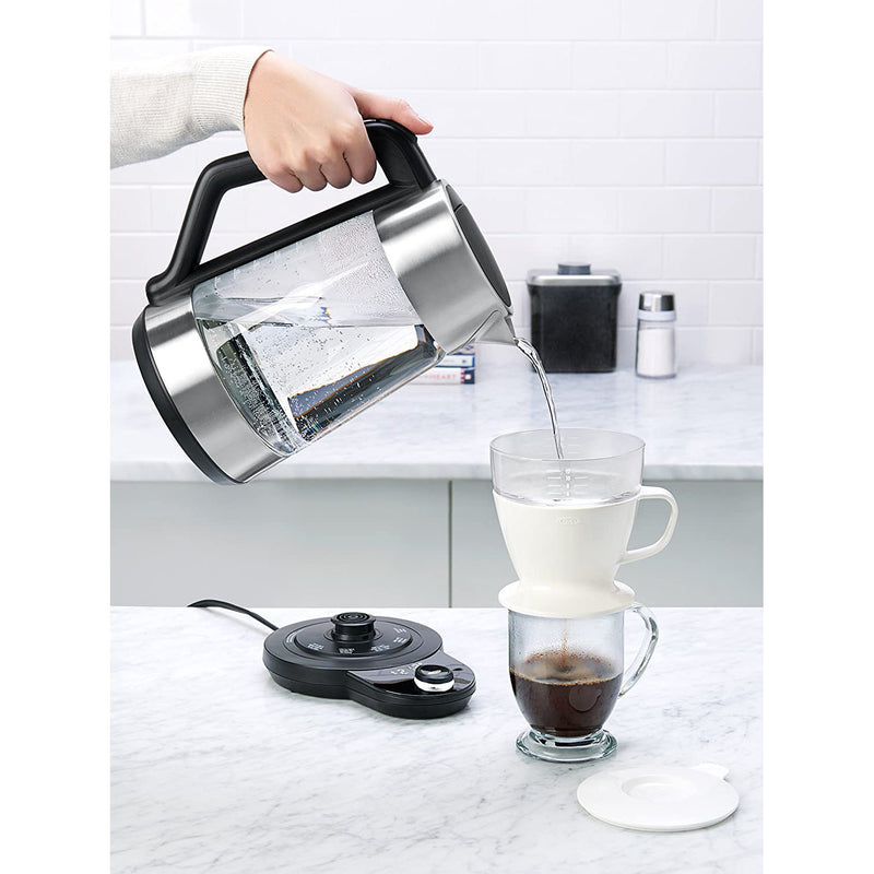OXO Brew Clarity Cordless Glass Electric Tea Kettle w/ Adjustable Temperature