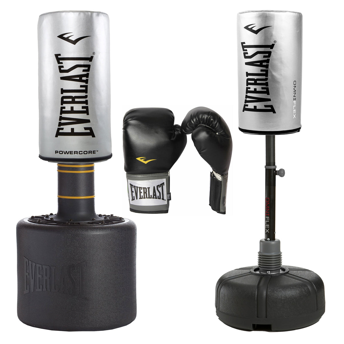 Everlast Powercore Training Bag, OmniFlex Punching Bag, & 16 Ounce Boxing Gloves