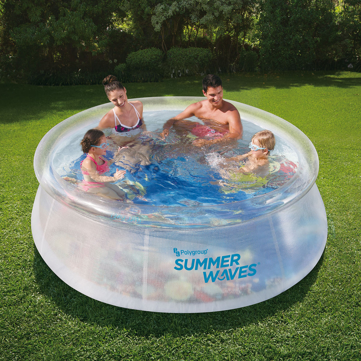 Summer Waves 8 Foot Quick Set Pool with 3D Graphics and Goggles (Used)