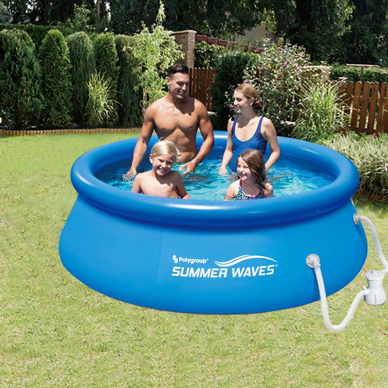 Summer Waves 8 x 8 x 2.5ft Inflatable Above Ground Pool w/ Filter Pump(Open Box)