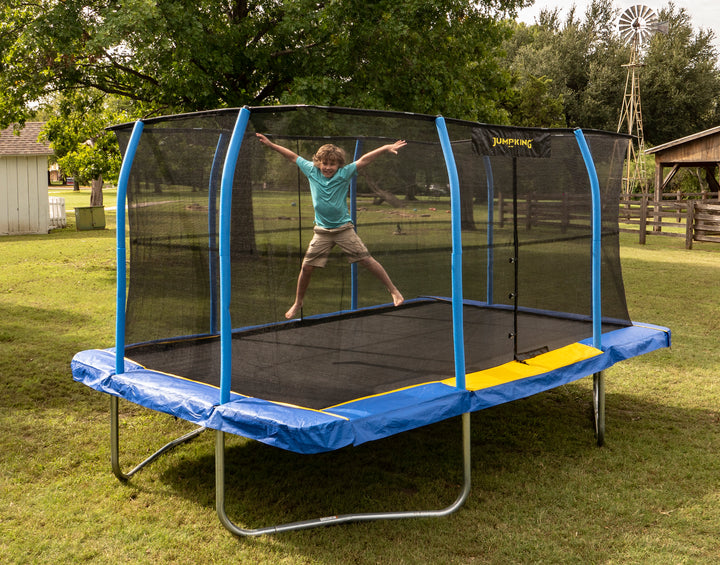 JumpKing JKRC1014C319 10 x 14 Foot Enclosed Rectangular Trampoline with G3 Pole - VMInnovations