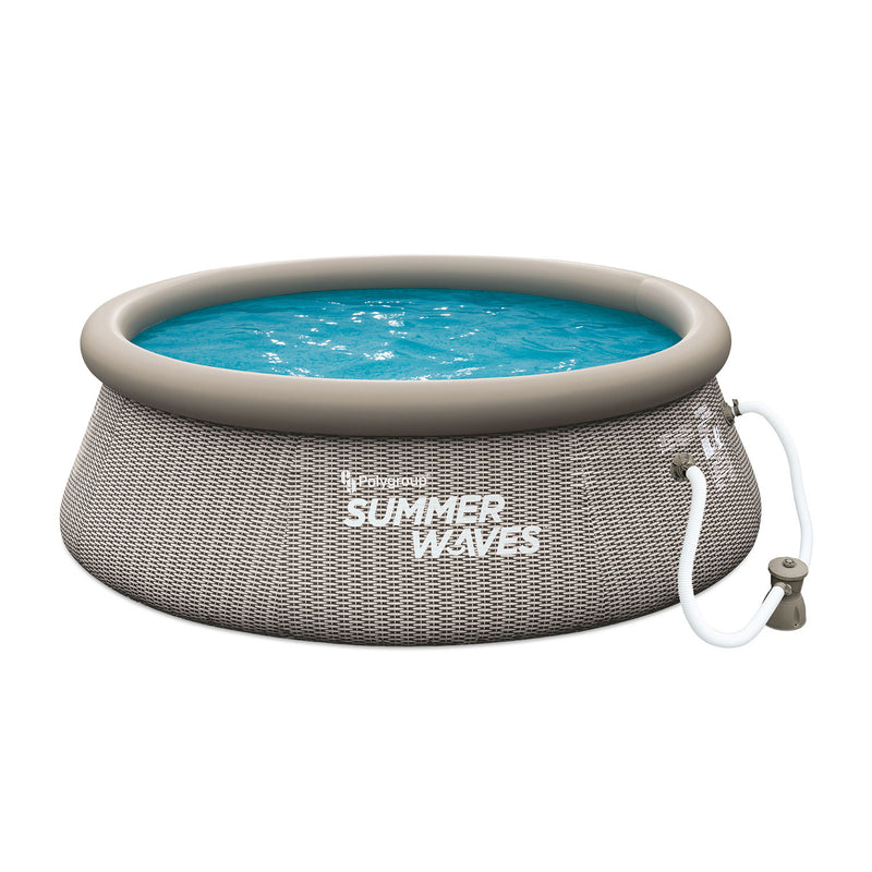 Summer Waves 8ft x 30in Quick Set Ring Above Ground Pool, Gray Basketweave